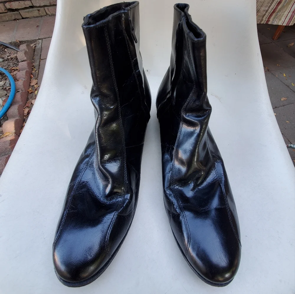 Florsheim Mens's Leather Upper Ankle Boots Size 13 D Made In India. EPWC. Black